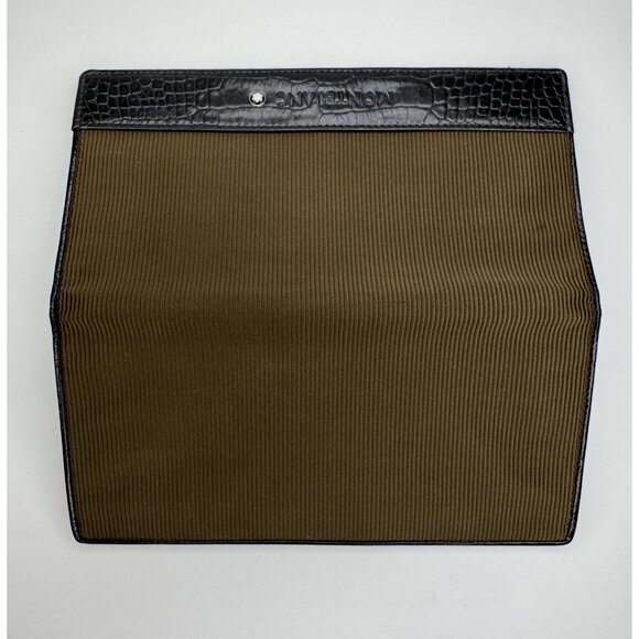 Montblanc Bifold Wallet Green Black Croc Embossed Leather & Fabric - Picture 3 of 11